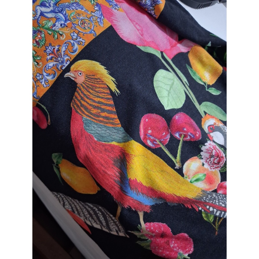 Desigual Exaggerated Colorful Bird Sleeves Womens size XL Stretchy Statement Top - Picture 16 of 16